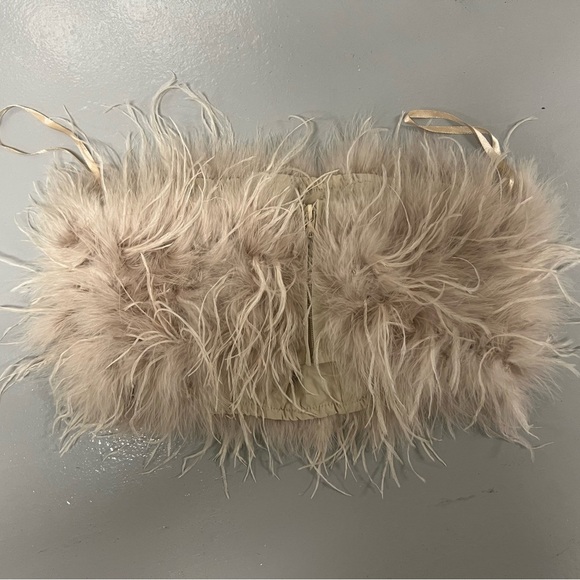 LAMARQUE Zania Top ($295) Feather Bustier tan/nude - LIKE NEW - size medium - Picture 13 of 14